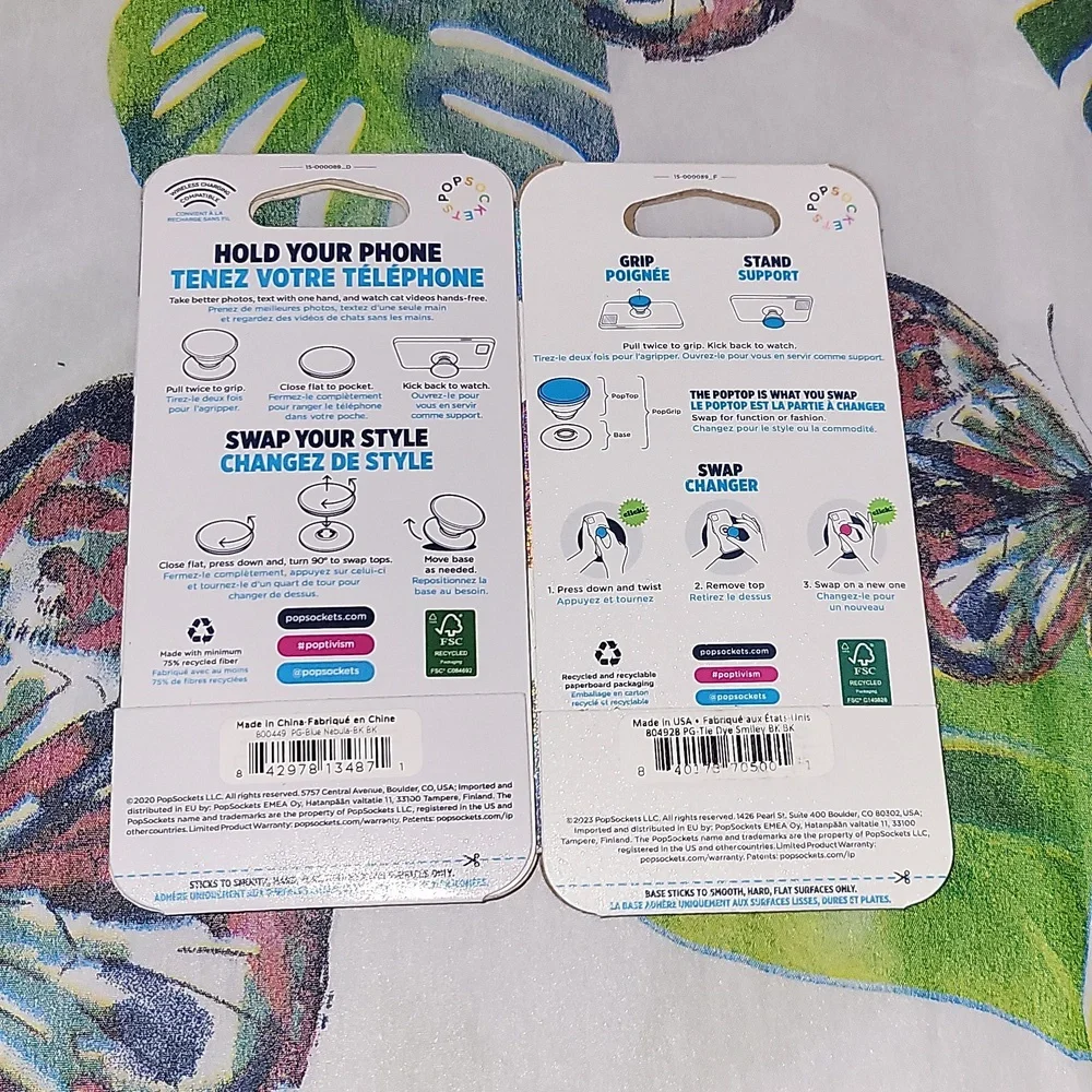 2 Pack Popsockets Blue Nebula & Tie Dye Smiley BNIP
